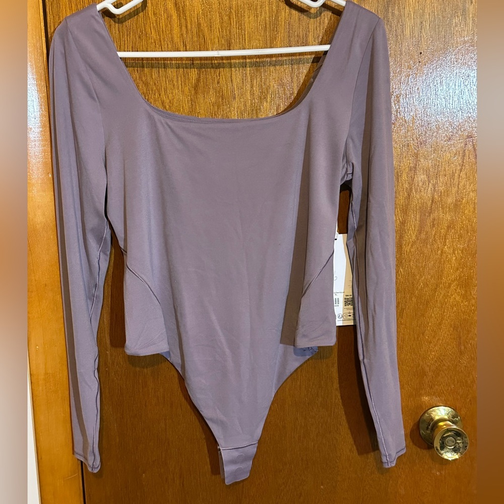 Lululemon Wundermost Nulu square-neck L ong Sleeve Bodysuit- NWT XL Lavendar Lux